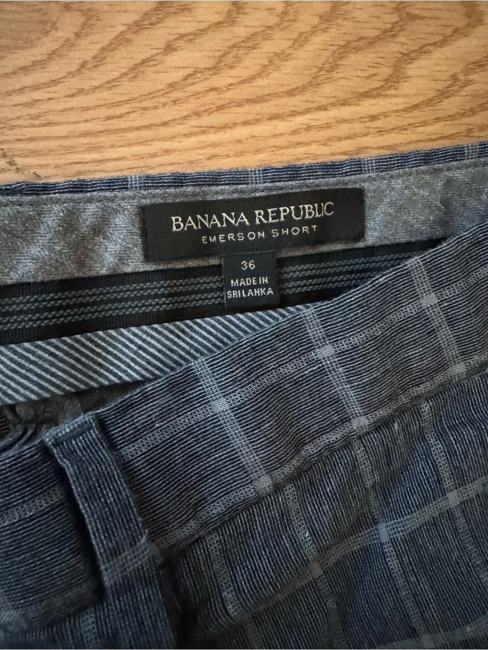 Banana Republic Navy Blue Plaid Flat-Front Shorts